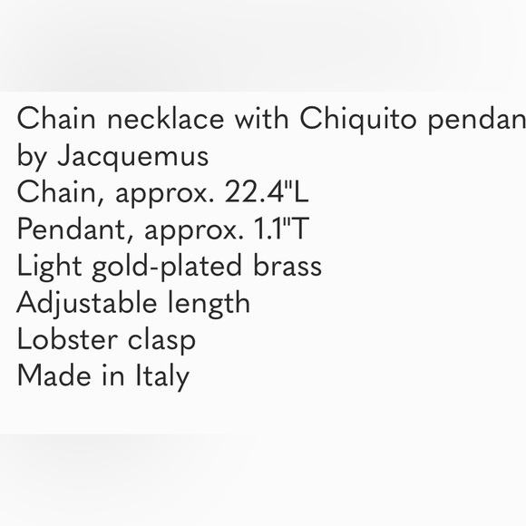 JACQUEMUS Le Chiquito bag charm gold tone necklace with‎ chain new - Picture 2 of 2
